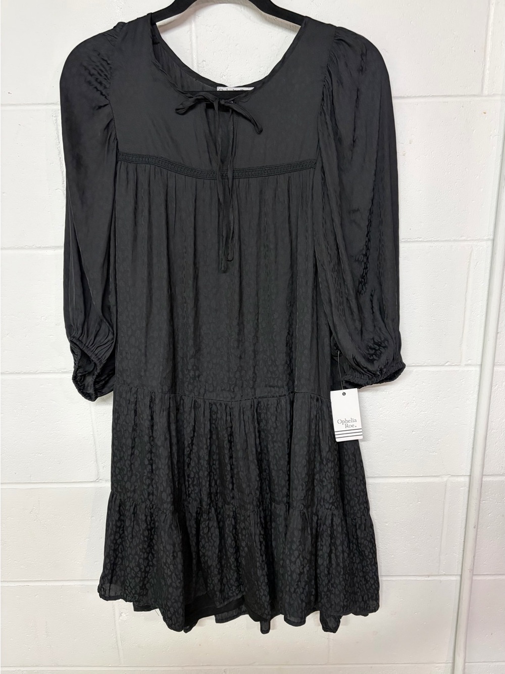 Ophelia Rose Black Tiered Tie-Neck Midi Dress